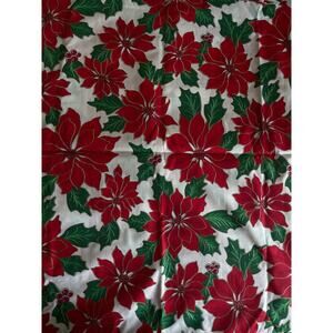 vintage Ozark Christmas Red Poinsettia Quilt Fabric